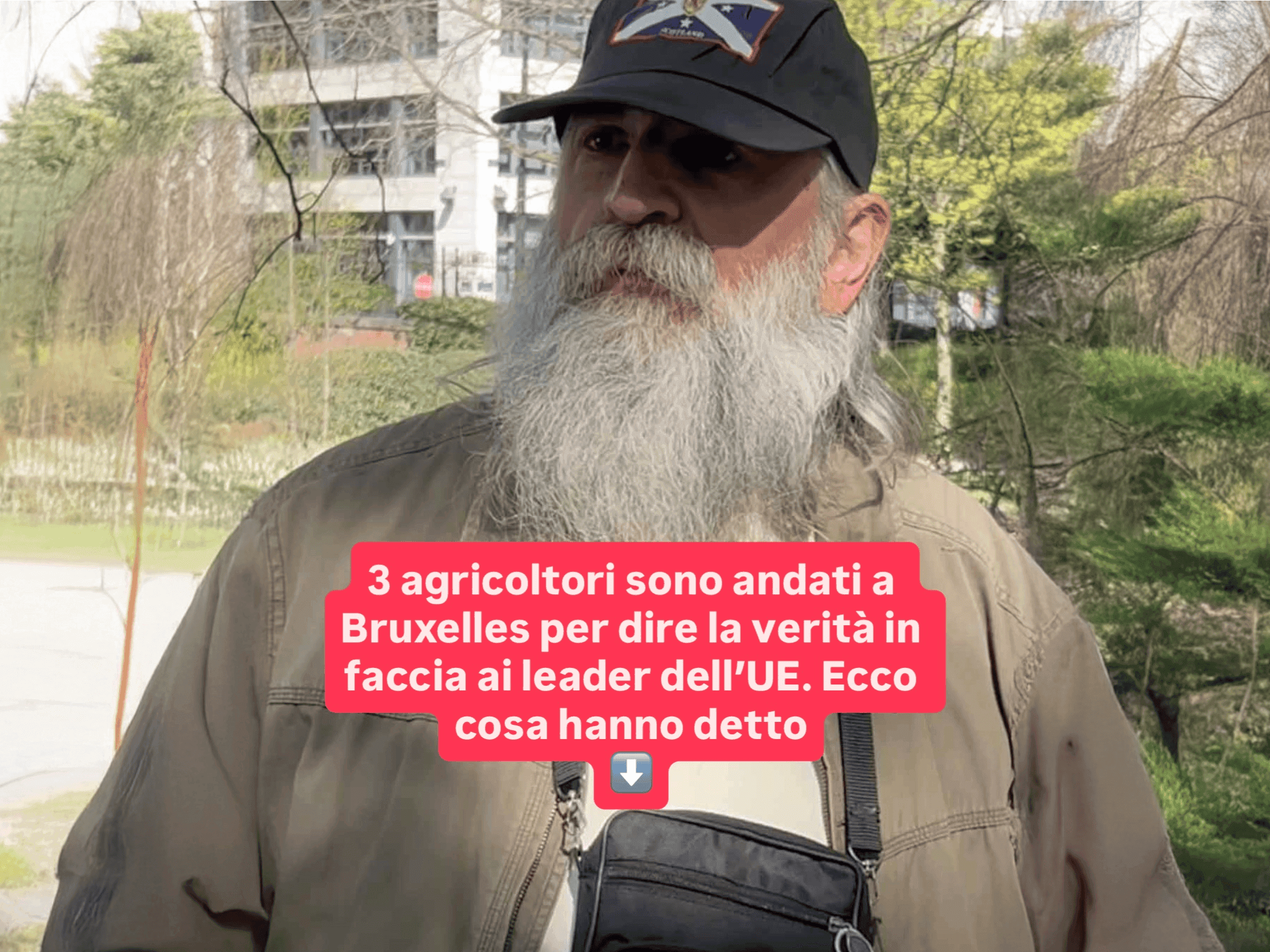 Foto del contadino Joseph, venuto dalla Romania per parlare ai leader dell’UE a Bruxelles.