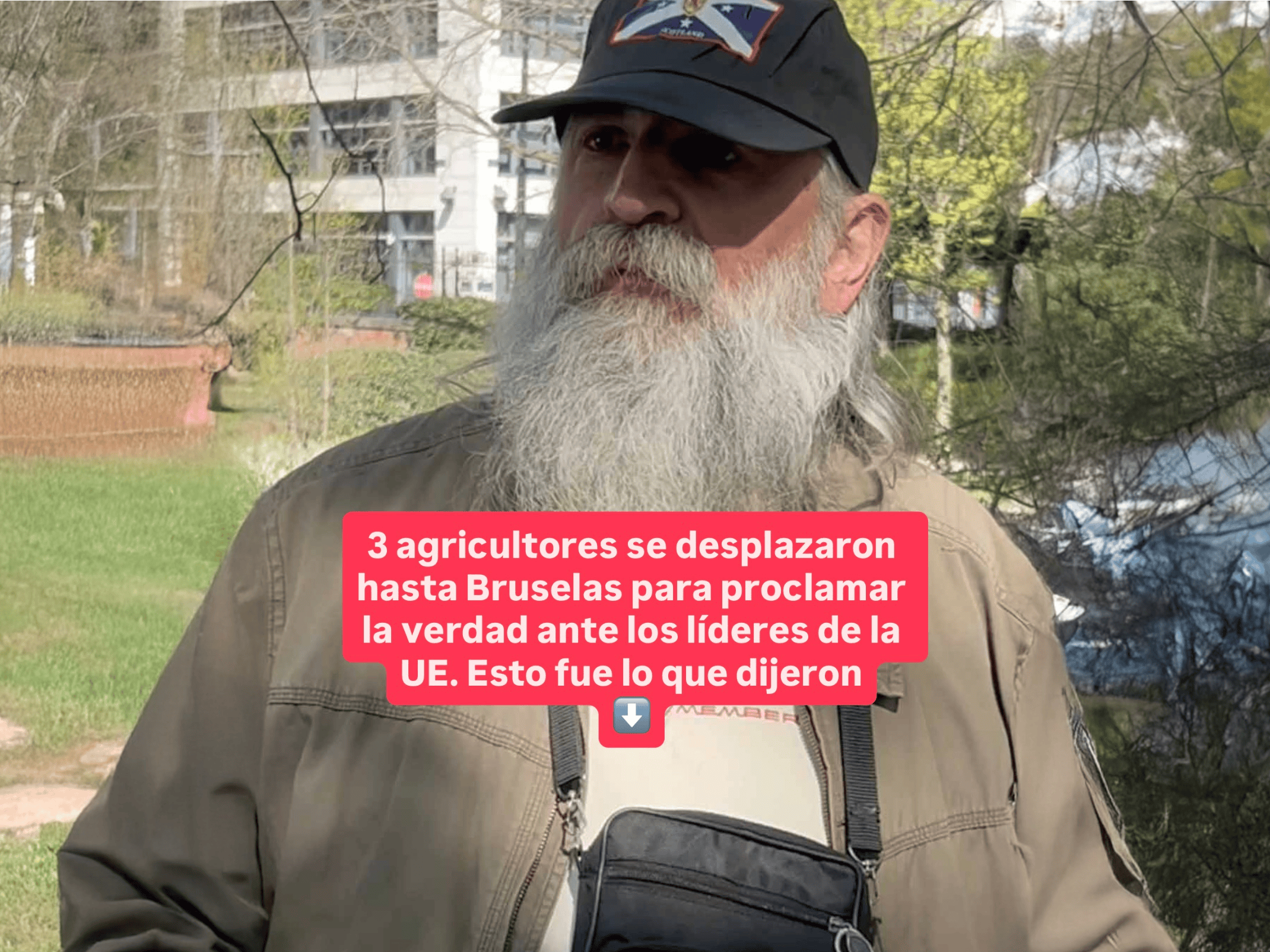 Foto del agricultor Joseph, que vino desde Rumanía para hablar con los líderes de la UE en Bruselas.