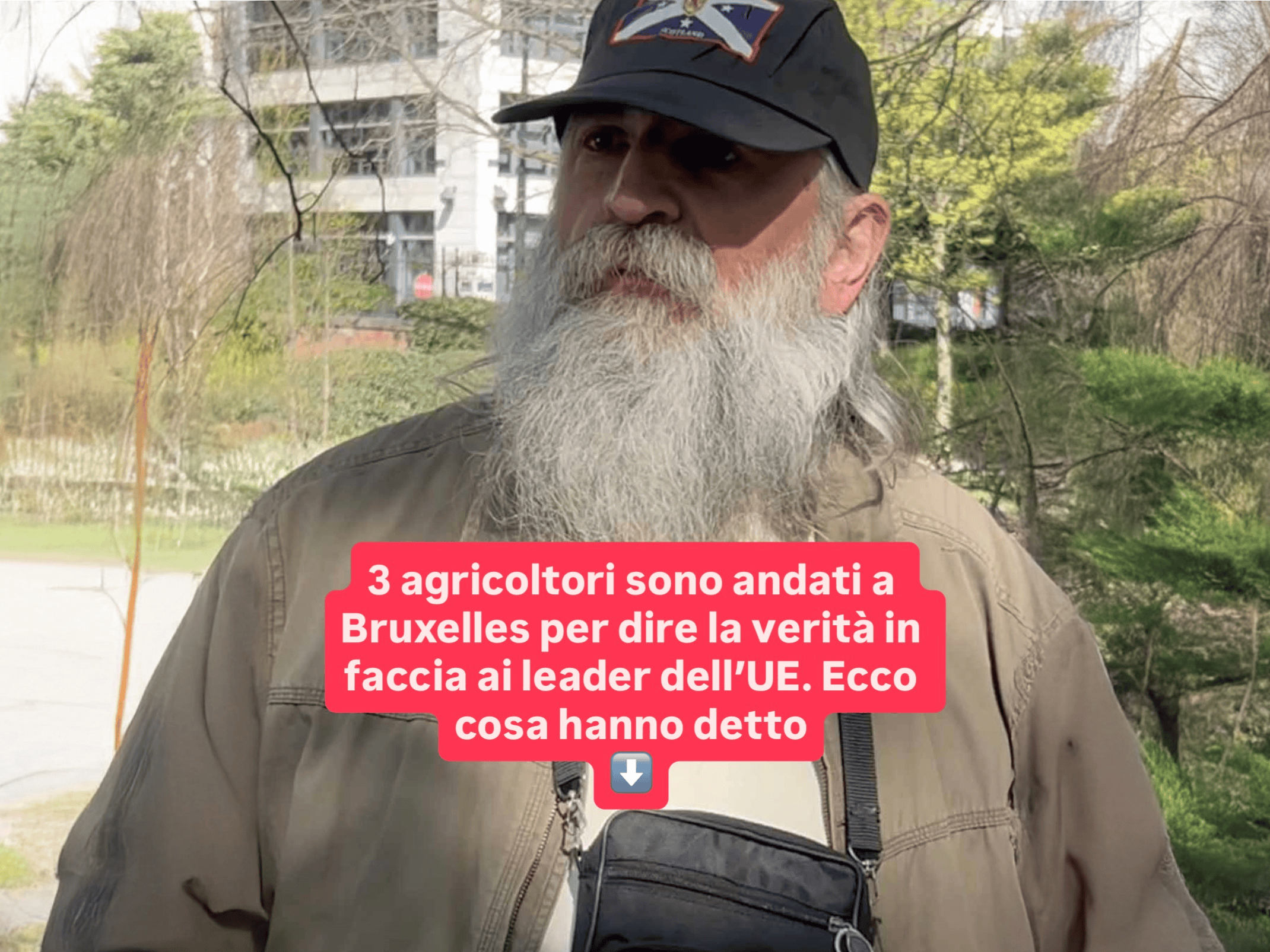 Foto del contadino Joseph, venuto dalla Romania per parlare ai leader dell’UE a Bruxelles.