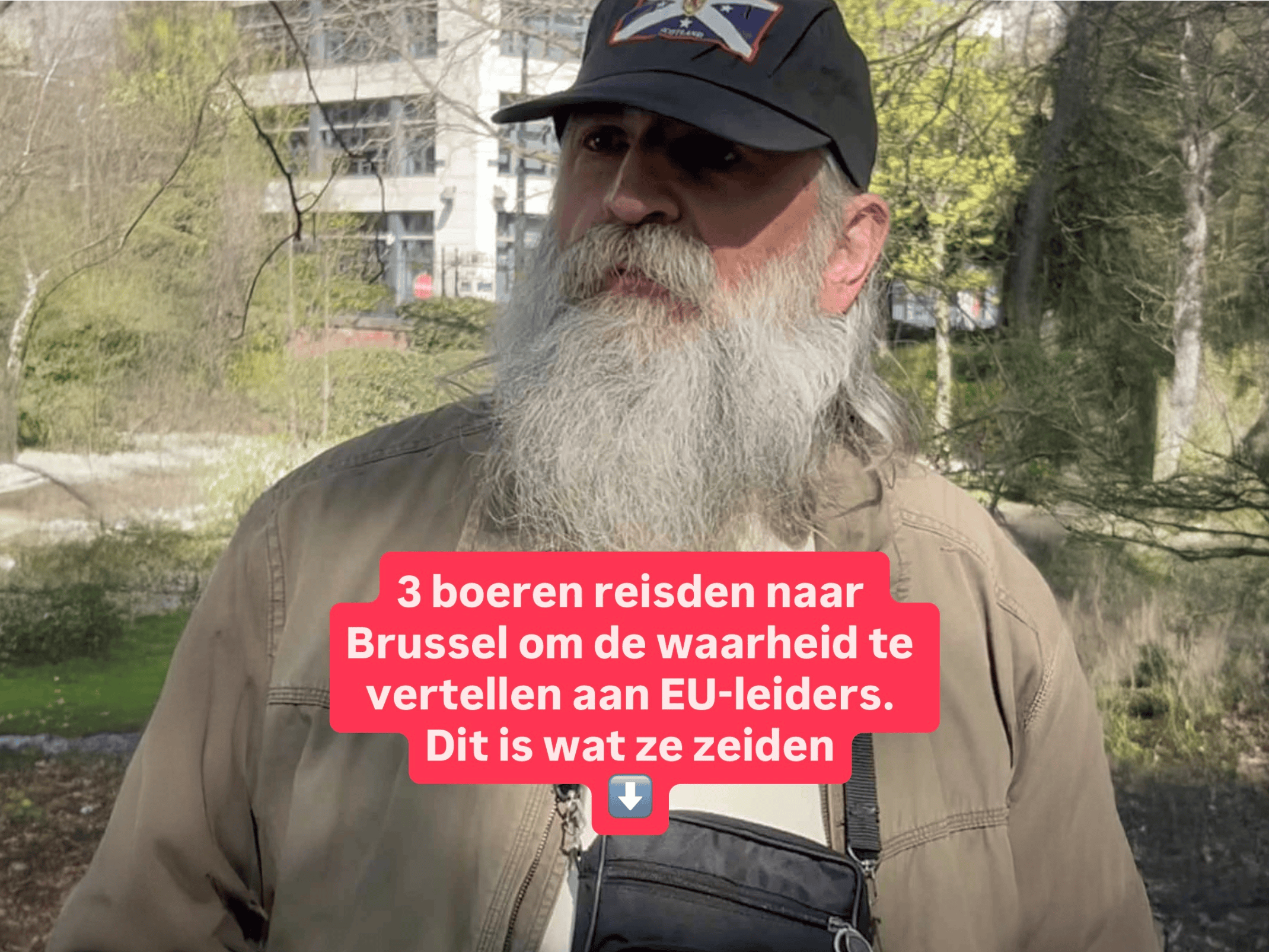 Foto van boer Joseph, die uit Roemenië naar Brussel kwam om met de EU-leiders te spreken.